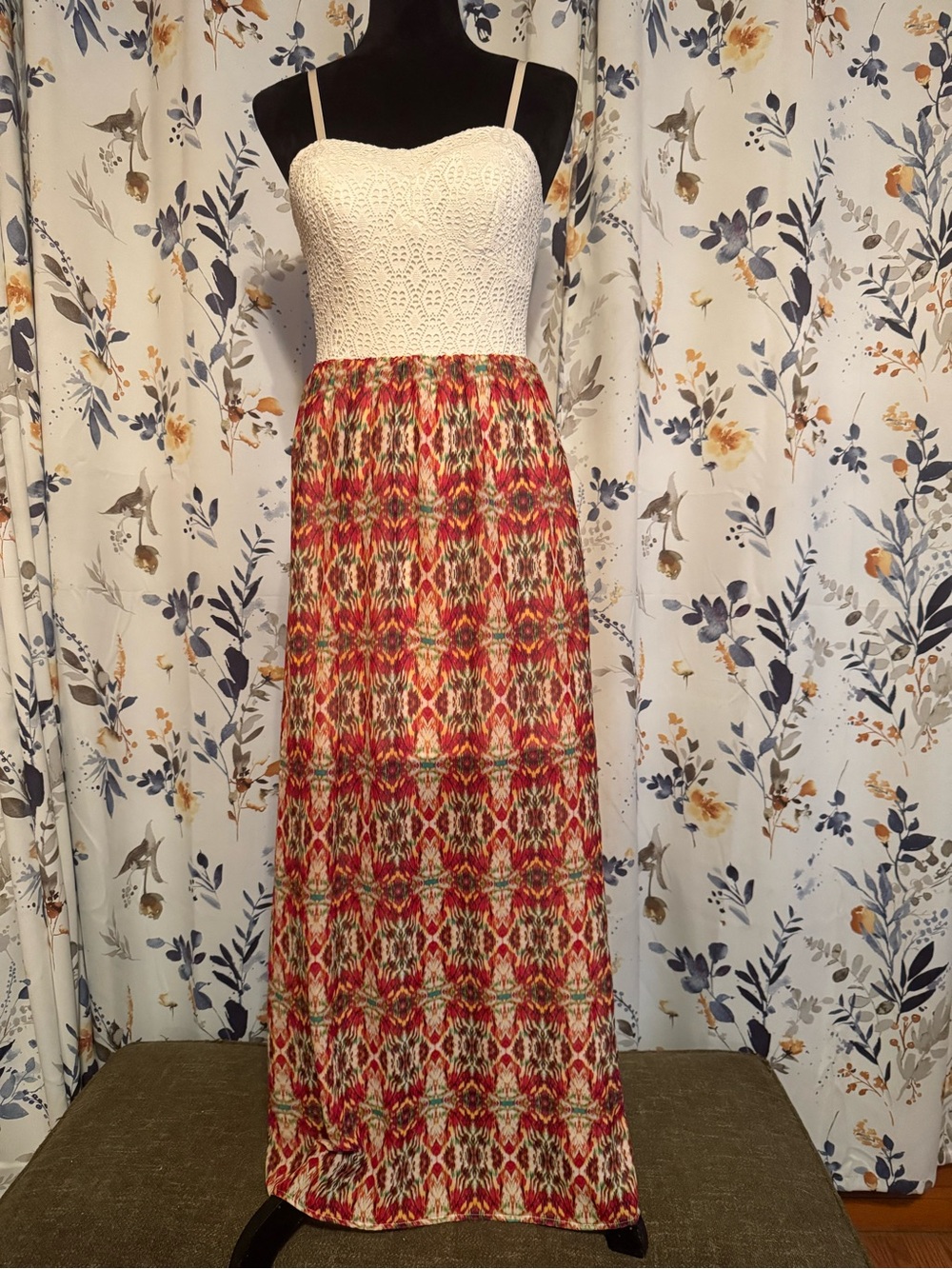 Lily Rose Red Multicolor Patterned Maxi Skirt